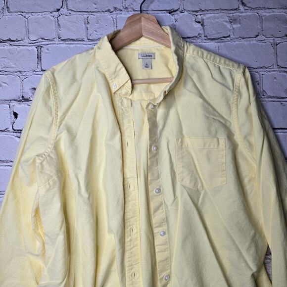 LL Bean 100% Organic Cotton Sunshine Vintage Yellow Button Up Blouse Size Large - Picture 2 of 12